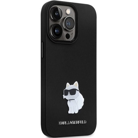 Karl Lagerfeld KLHCP14LSMHCNPK iPhone 14 Pro 6.1" fekete/arany keménytok szilikon C fém kitűző