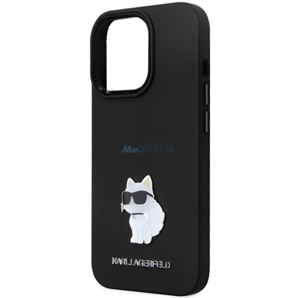 Karl Lagerfeld KLHCP14XSMHCNPK iPhone 14 Pro Max 6.7" fekete/barna keménytok szilikon C fém kitűző