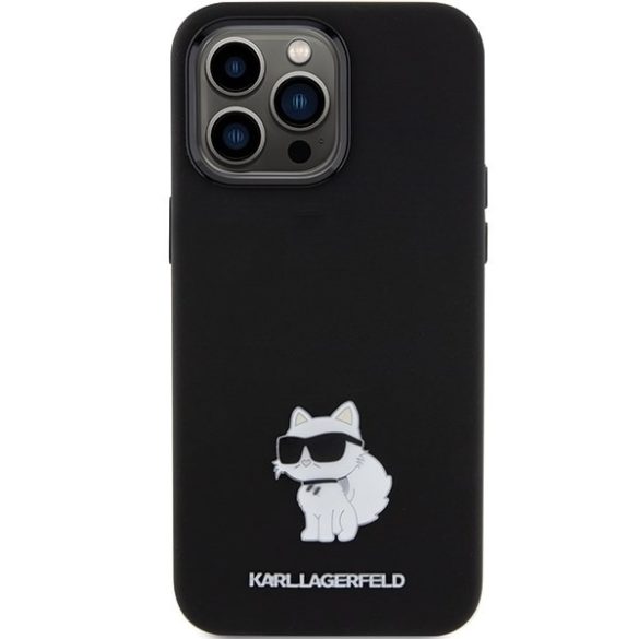 Karl Lagerfeld KLHCP15LSMHCNPK iPhone 15 Pro 6.1" fekete szilikon kagyló fém kitűző tok