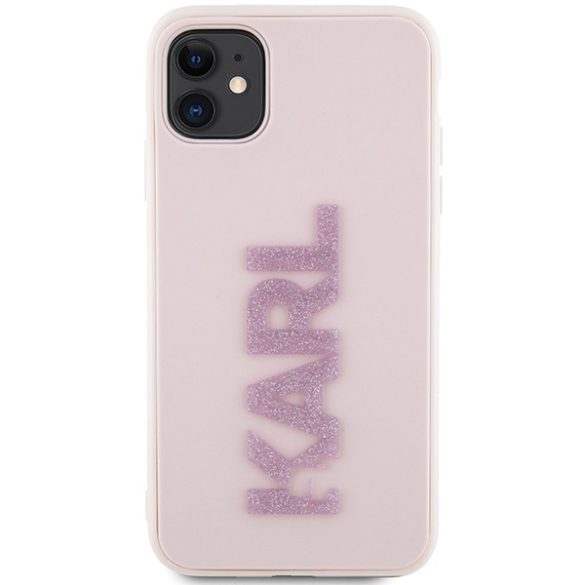 Karl Lagerfeld KLHCN613DMBKCP iPhone 11 / Xr 6.1" rózsaszín keménytok 3D gumi csillogó logóval