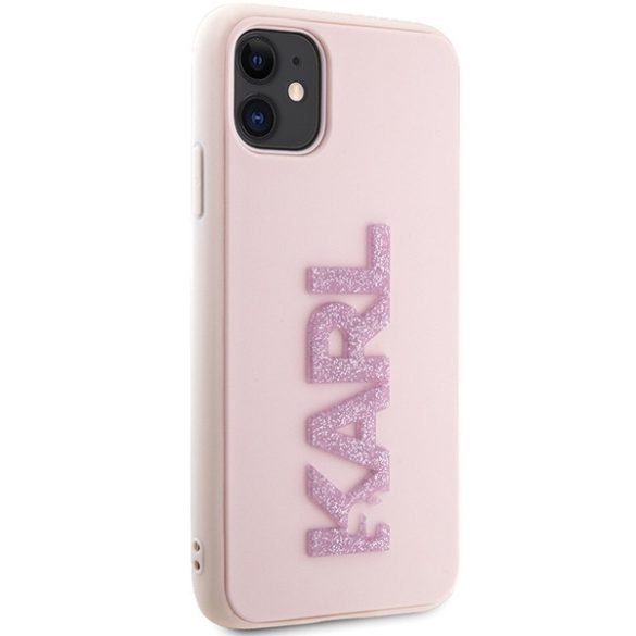 Karl Lagerfeld KLHCN613DMBKCP iPhone 11 / Xr 6.1" rózsaszín keménytok 3D gumi csillogó logóval