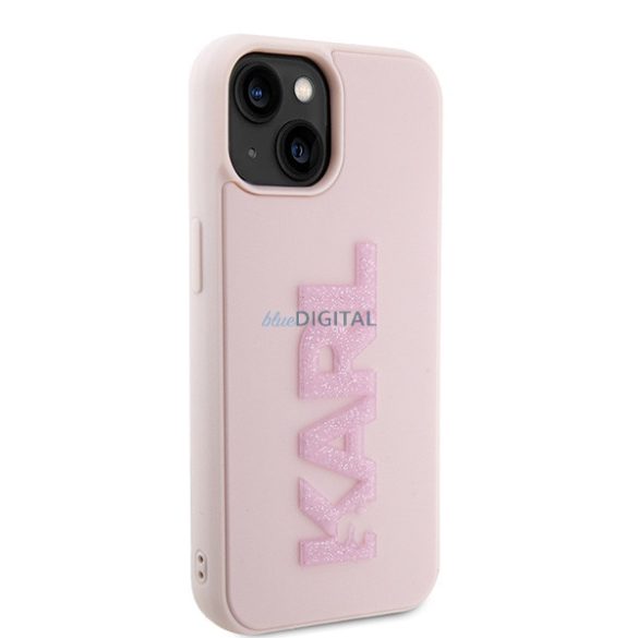 Karl Lagerfeld KLHCP15S3DMBKCP iPhone 15 / 14 / 13 6.1" rózsaszín keménytok 3D gumi csillogó logóval