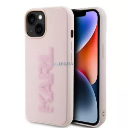   Karl Lagerfeld KLHCP15M3DMBKCP iPhone 15 Plus 6.7" rózsaszín keménytok 3D gumi csillogó logóval