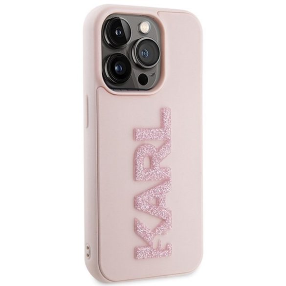 Karl Lagerfeld KLHCP15L3DMBKCP iPhone 15 Pro 6.1" rózsaszín keménytok 3D gumi csillogó logóval
