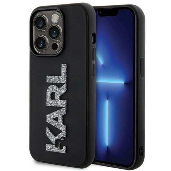 Karl Lagerfeld KLHCP15L3DMBKCK iPhone 15 Pro 6.1" fekete/kék keménytok 3D gumi csillogó logóval