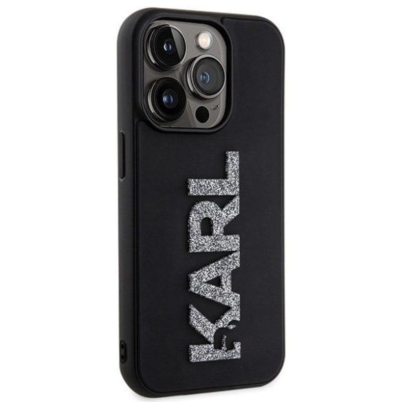 Karl Lagerfeld KLHCP15L3DMBKCK iPhone 15 Pro 6.1" fekete/kék keménytok 3D gumi csillogó logóval