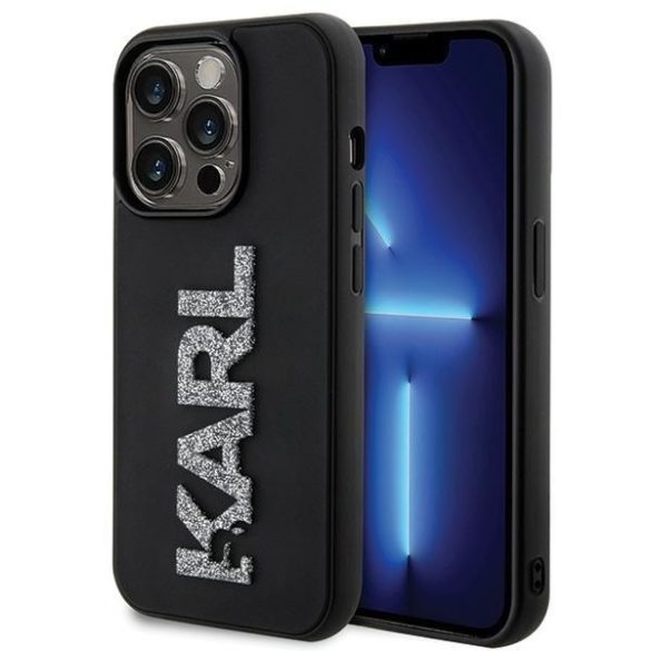 Karl Lagerfeld KLHCP15X3DMBKCK iPhone 15 Pro Max 6.7" fekete/kék keménytok 3D gumiból készült csillogó logóval