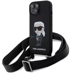   Karl Lagerfeld KLHCP15SSCBSKNK iPhone 15 6.1" keménytok fekete Crossbody Szilikon ikonikus ikonikus