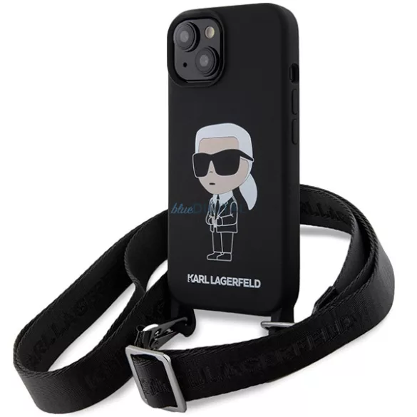 Karl Lagerfeld KLHCP15SSCBSKNK iPhone 15 6.1" keménytok fekete Crossbody Szilikon ikonikus ikonikus