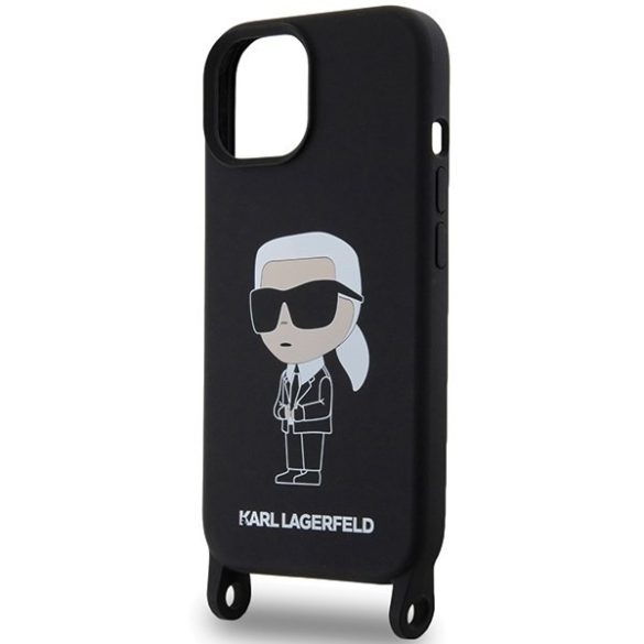 Karl Lagerfeld KLHCP15SSCBSKNK iPhone 15 / 14 / 13 6.1" keménytok fekete Crossbody Szilikon ikonikus ikonikus