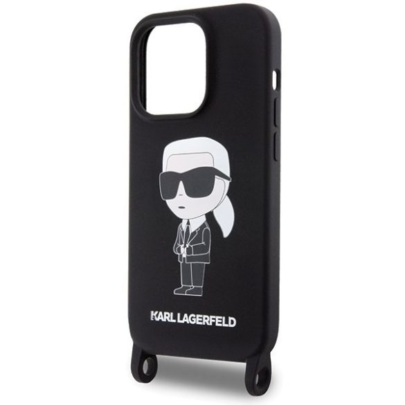 Karl Lagerfeld KLHCP15LSCBSKNK iPhone 15 Pro 6.1" keménytok fekete Crossbody szilikon ikonikus