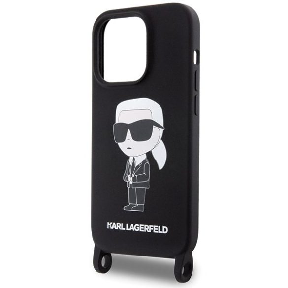 Karl Lagerfeld KLHCP15XSCBSKNK iPhone 15 Pro Max 6.7" keménytok fekete Crossbody szilikon ikonikus