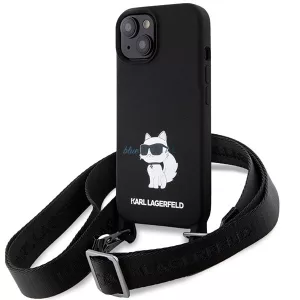 Karl Lagerfeld KLHCP15SSCBSCNK iPhone 15 6.1" keménytok fekete Crossbody szilikon Choupette