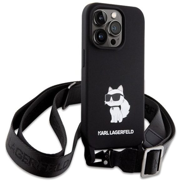 Karl Lagerfeld KLHCP15LSCBSCNK iPhone 15 Pro 6.1" keménytok fekete Crossbody szilikon Choupette