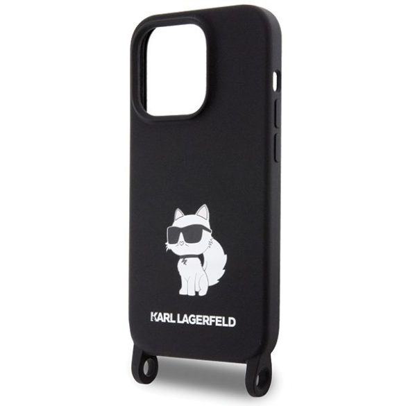 Karl Lagerfeld KLHCP15LSCBSCNK iPhone 15 Pro 6.1" keménytok fekete Crossbody szilikon Choupette