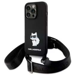   Karl Lagerfeld KLHCP15XSCBSCNK iPhone 15 Pro Max 6.7" keménytok fekete Crossbody szilikon Choupette