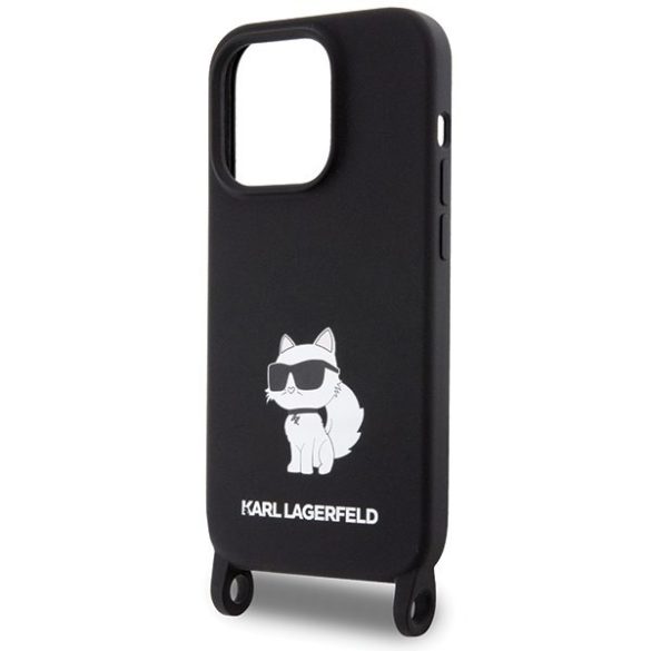 Karl Lagerfeld KLHCP15XSCBSCNK iPhone 15 Pro Max 6.7" keménytok fekete Crossbody szilikon Choupette