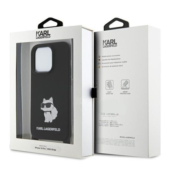 Karl Lagerfeld KLHCP15XSCBSCNK iPhone 15 Pro Max 6.7" keménytok fekete Crossbody szilikon Choupette