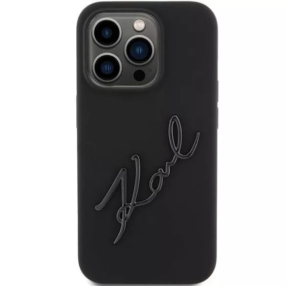 Karl Lagerfeld KLHCP15LSKSBMCK iPhone 15 Pro 6.1" fekete keménytok szilikon Karl Script szilikon