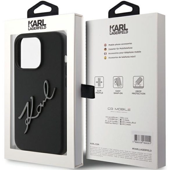 Karl Lagerfeld KLHCP15XSKSBMCK iPhone 15 Pro Max 6.7" fekete keménytok szilikon Karl Script szilikon