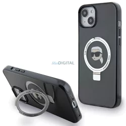   Karl Lagerfeld KLHMP15MHMRSKHK iPhone 15 Plus 6.7" fekete keménytok gyűrűs állvány Karl Head MagSafe