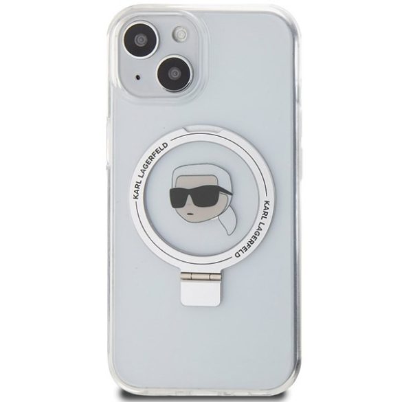 Karl Lagerfeld KLHMP15SHMRSKHHH iPhone 15 / 14 / 13 6.1" fehér keménytok gyűrűs állvány Karl Head MagSafe