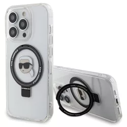   Karl Lagerfeld KLHMP15LHMRSKHHH iPhone 15 Pro 6.1" fehér keménytok gyűrűs állvány Karl Head MagSafe