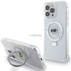   Karl Lagerfeld KLHMP15LHMRSKHHH iPhone 15 Pro 6.1" fehér keménytok gyűrűs állvány Karl Head MagSafe