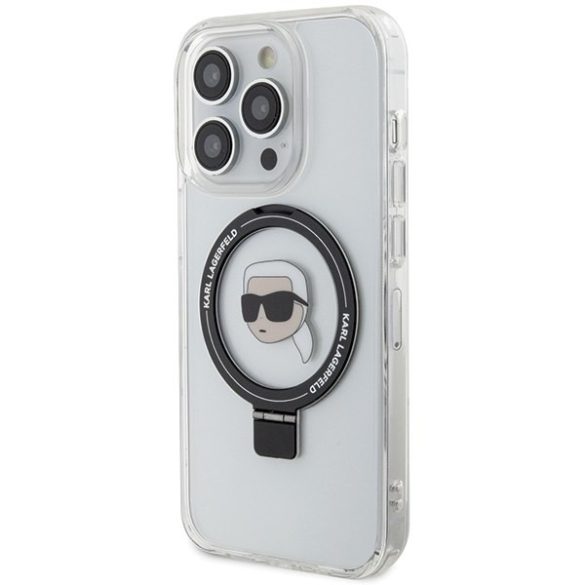 Karl Lagerfeld KLHMP15LHMRSKHHH iPhone 15 Pro 6.1" fehér keménytok gyűrűs állvány Karl Head MagSafe