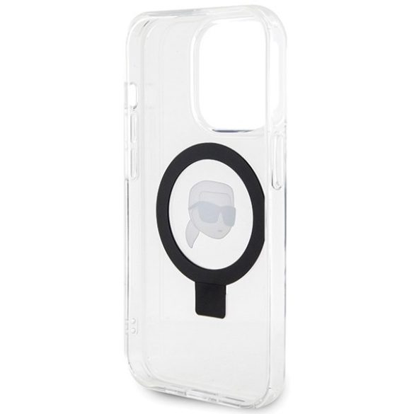 Karl Lagerfeld KLHMP15LHMRSKHHH iPhone 15 Pro 6.1" fehér keménytok gyűrűs állvány Karl Head MagSafe