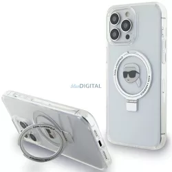   Karl Lagerfeld KLHMP15XHMRSKHHH iPhone 15 Pro Max 6.7" fehér keménytok gyűrűs állvány Karl Head MagSafe