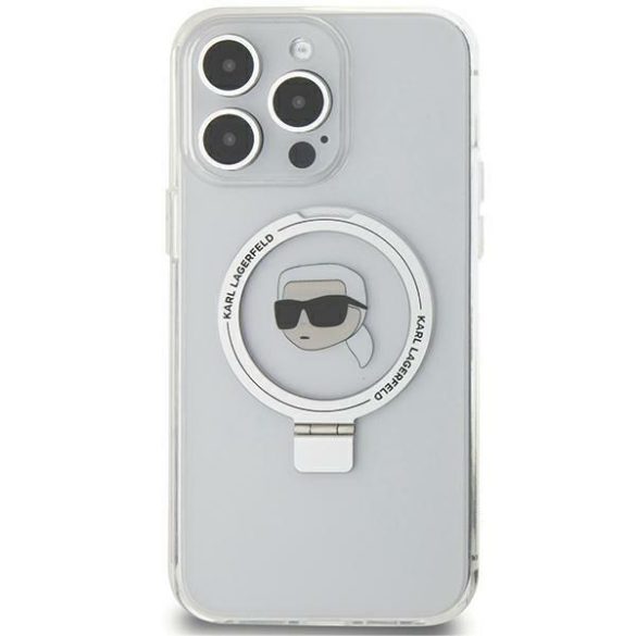 Karl Lagerfeld KLHMP15XHMRSKHHH iPhone 15 Pro Max 6.7" fehér keménytok gyűrűs állvány Karl Head MagSafe