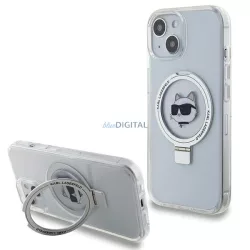   Karl Lagerfeld KLHMP15SHMRSCHH iPhone 15 6.1" fehér keménytok gyűrűs állvány Choupette Head MagSafe