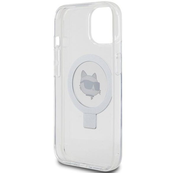 Karl Lagerfeld KLHMP15SHMRSCHH iPhone 15 6.1" fehér keménytok gyűrűs állvány Choupette Head MagSafe