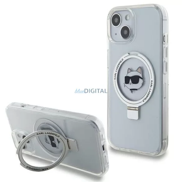 Karl Lagerfeld KLHMP15MHMRSCHH iPhone 15 Plus 6.7" fehér keménytok gyűrűs állvány Choupette Head MagSafe