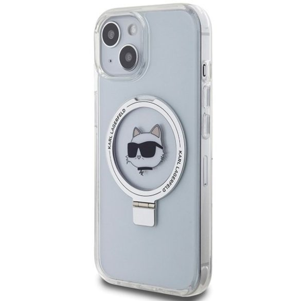 Karl Lagerfeld KLHMP15MHMRSCHH iPhone 15 Plus / 14 Plus 6.7" fehér keménytok gyűrűs állvány Choupette Head MagSafe