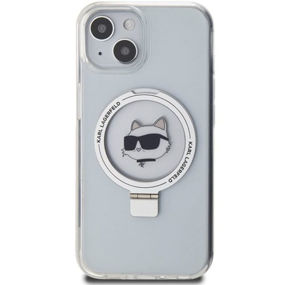 Karl Lagerfeld KLHMP15MHMRSCHH iPhone 15 Plus / 14 Plus 6.7" fehér keménytok gyűrűs állvány Choupette Head MagSafe