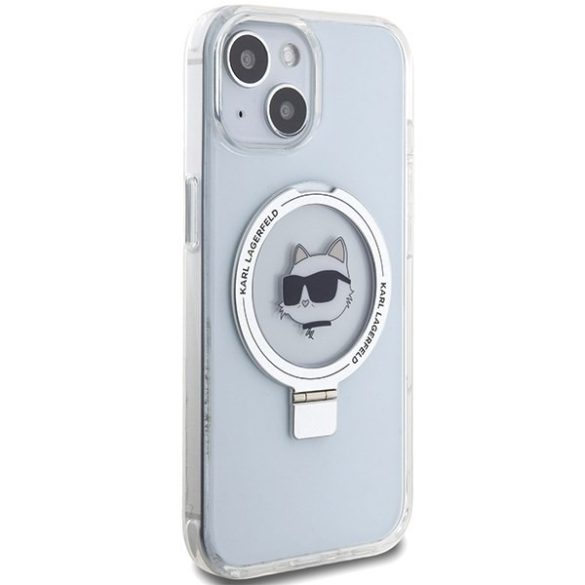 Karl Lagerfeld KLHMP15MHMRSCHH iPhone 15 Plus / 14 Plus 6.7" fehér keménytok gyűrűs állvány Choupette Head MagSafe