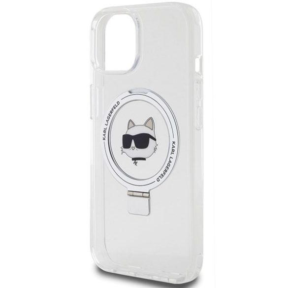 Karl Lagerfeld KLHMP15MHMRSCHH iPhone 15 Plus / 14 Plus 6.7" fehér keménytok gyűrűs állvány Choupette Head MagSafe