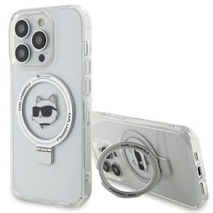 Karl Lagerfeld KLHMP15LHMRSCHH iPhone 15 Pro 6.1" fehér keménytok gyűrűs állvány Choupette Head MagSafe