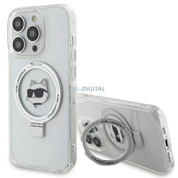Karl Lagerfeld KLHMP15LHMRSCHH iPhone 15 Pro 6.1" fehér keménytok gyűrűs állvány Choupette Head MagSafe