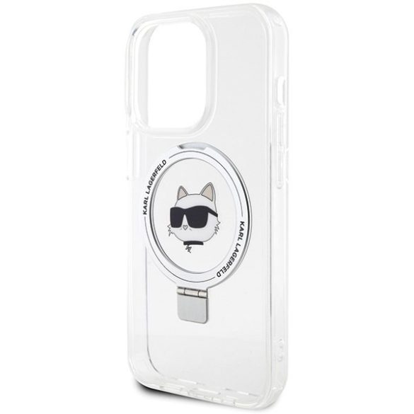 Karl Lagerfeld KLHMP15LHMRSCHH iPhone 15 Pro 6.1" fehér keménytok gyűrűs állvány Choupette Head MagSafe