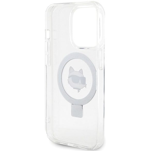 Karl Lagerfeld KLHMP15LHMRSCHH iPhone 15 Pro 6.1" fehér keménytok gyűrűs állvány Choupette Head MagSafe