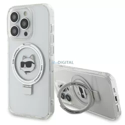   Karl Lagerfeld KLHMP15XHMRSCHH iPhone 15 Pro Max 6.7" fehér keménytok gyűrűs állvány Choupette fej MagSafe