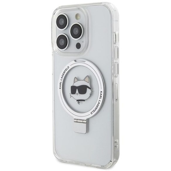 Karl Lagerfeld KLHMP15XHMRSCHH iPhone 15 Pro Max 6.7" fehér keménytok gyűrűs állvány Choupette fej MagSafe