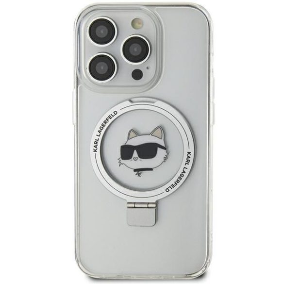 Karl Lagerfeld KLHMP15XHMRSCHH iPhone 15 Pro Max 6.7" fehér keménytok gyűrűs állvány Choupette fej MagSafe