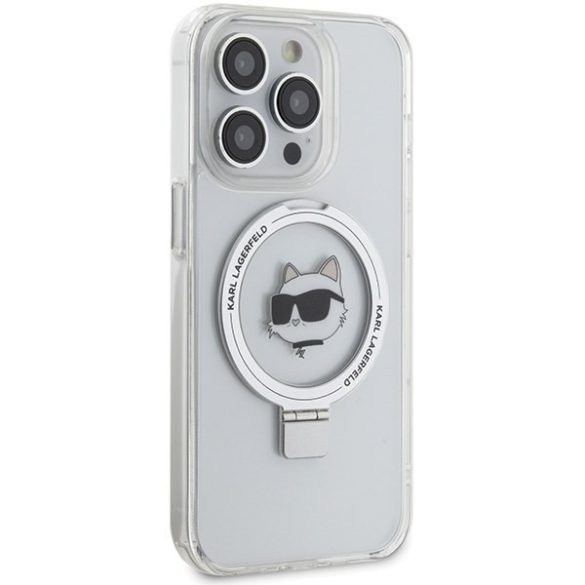 Karl Lagerfeld KLHMP15XHMRSCHH iPhone 15 Pro Max 6.7" fehér keménytok gyűrűs állvány Choupette fej MagSafe