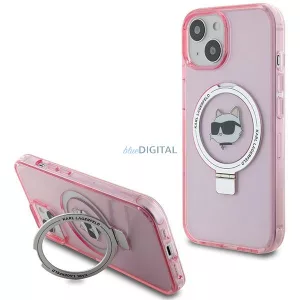 Karl Lagerfeld KLHMP15SHMRSCHP iPhone 15 6.1" rózsaszín keménytok gyűrűs állvány Choupette Head MagSafe