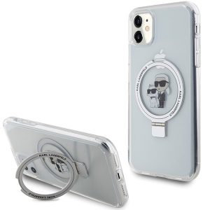 Karl Lagerfeld KLHMN61HMRSKCH iPhone 11 / Xr 6.1"fehér keménytok gyűrűs állvány Karl&Choupettte MagSafe