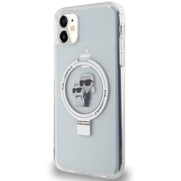 Karl Lagerfeld KLHMN61HMRSKCH iPhone 11 / Xr 6.1"fehér keménytok gyűrűs állvány Karl&Choupettte MagSafe